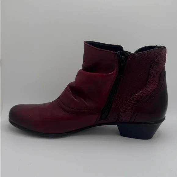 REMONTE Women's Burgundy Ankle Zip Up Boots Size 39 - Picture 8 of 12